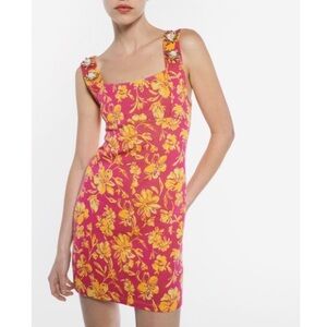 Zara Floral Pink and Yellow Women's mini dress S.